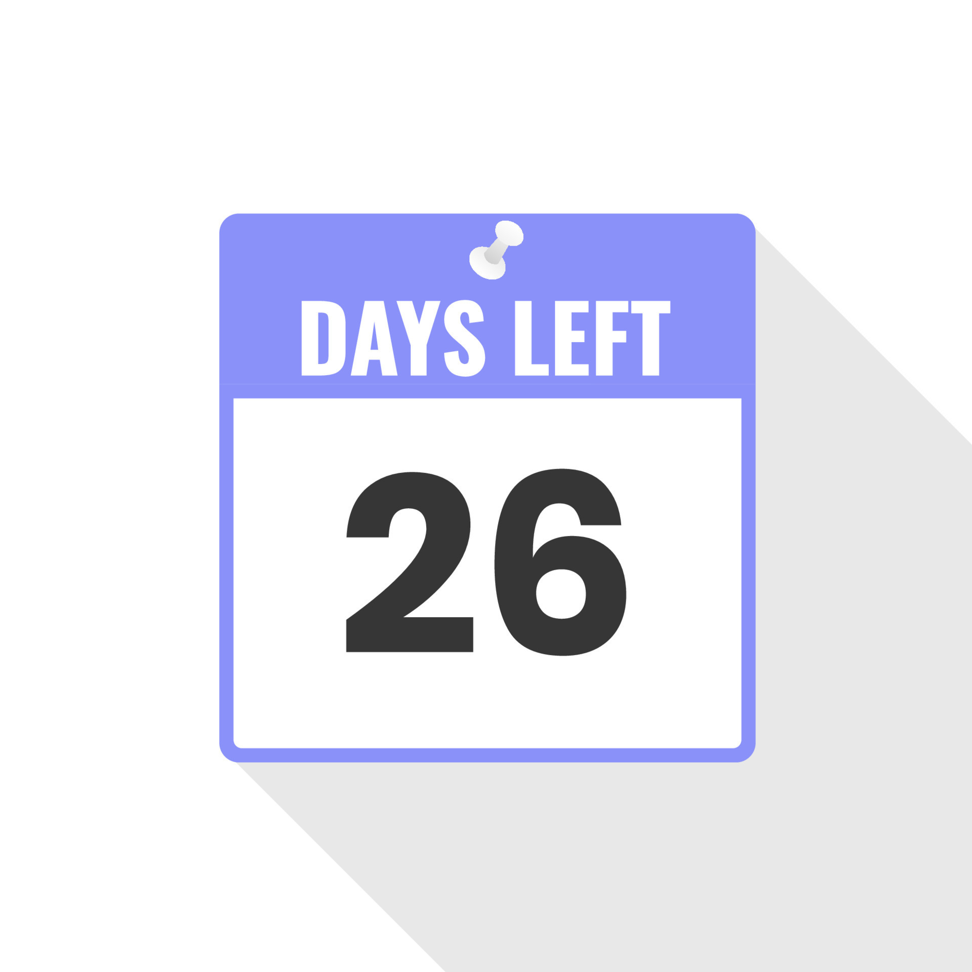 26 Days Left Countdown sales icon. 26 days left to go Promotional