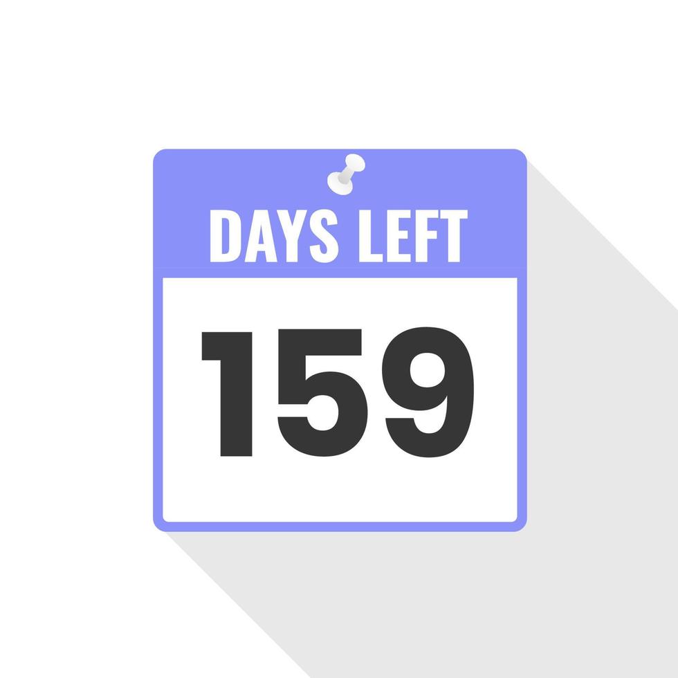 159 Days Left Countdown sales icon. 159 days left to go Promotional banner vector