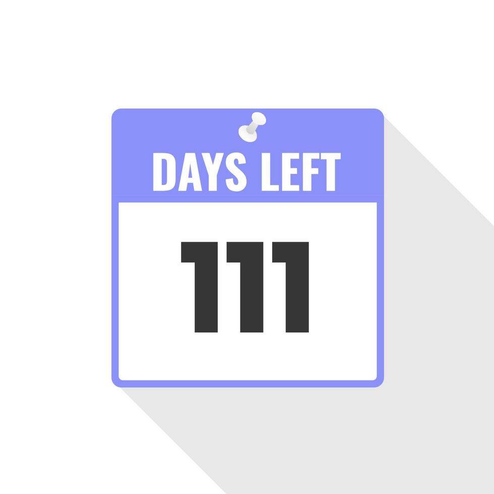 111 Days Left Countdown sales icon. 111 days left to go Promotional banner vector