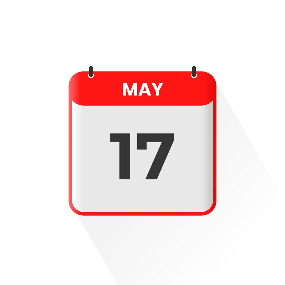 17th May calendar icon. May 17 calendar Date Month icon vector illustrator