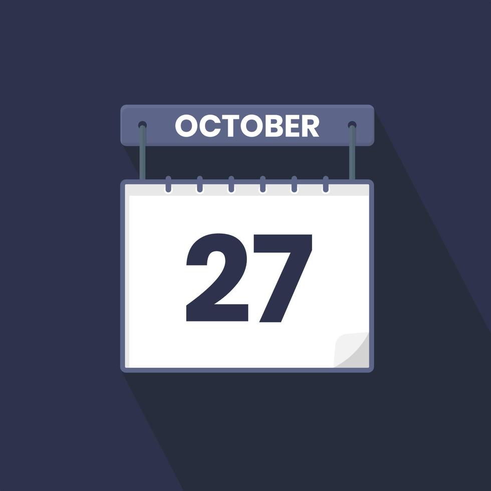 27th October calendar icon. October 27 calendar Date Month icon vector illustrator