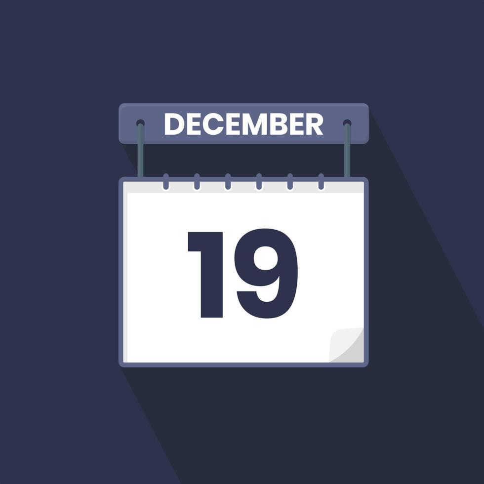 19th December calendar icon. December 19 calendar Date Month icon vector illustrator