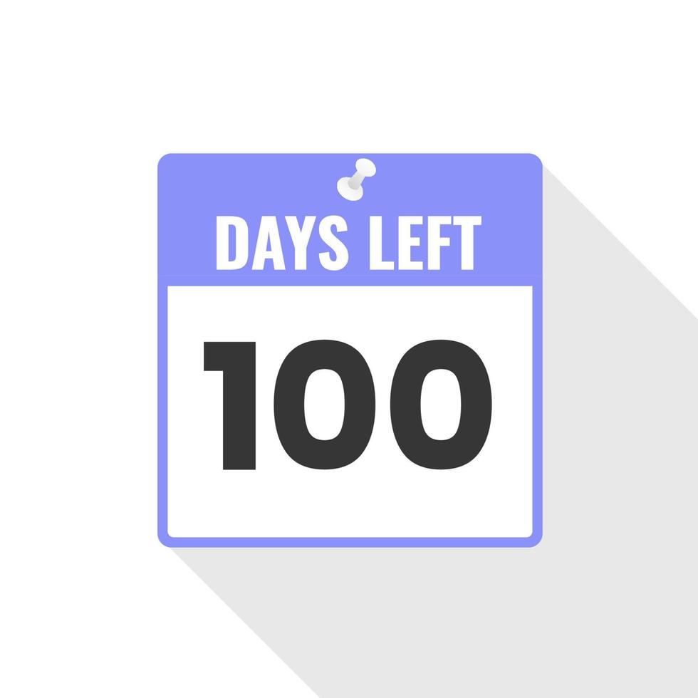 100 Days Left Countdown sales icon. 100 days left to go Promotional banner vector