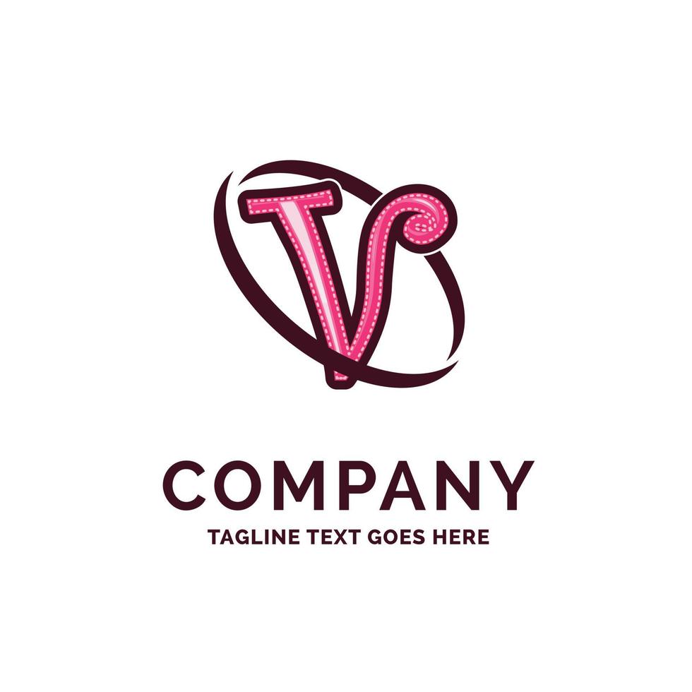 V Company Name Design Pink Beautity Logo Design. Logo Template. Brand Name template Place for Tagline. Creative Logo Design vector