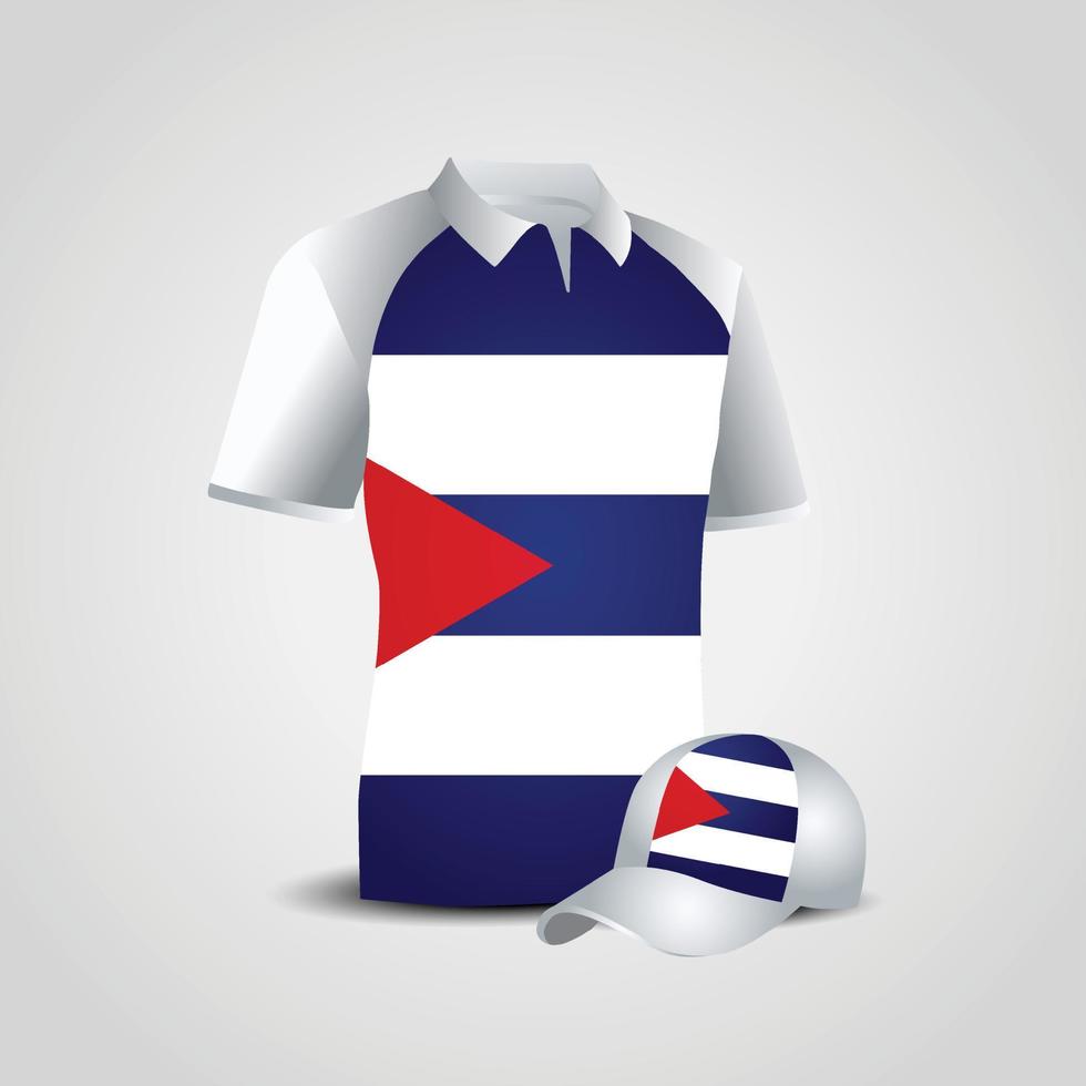 diseño de vector de camiseta y gorra deportiva de cuba