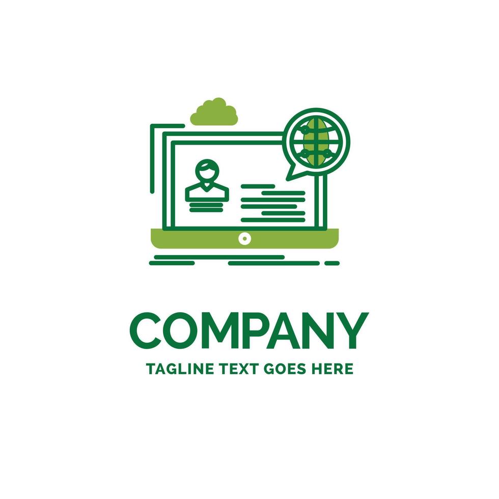 webinar. forum. online. seminar. website Flat Business Logo template. Creative Green Brand Name Design. vector