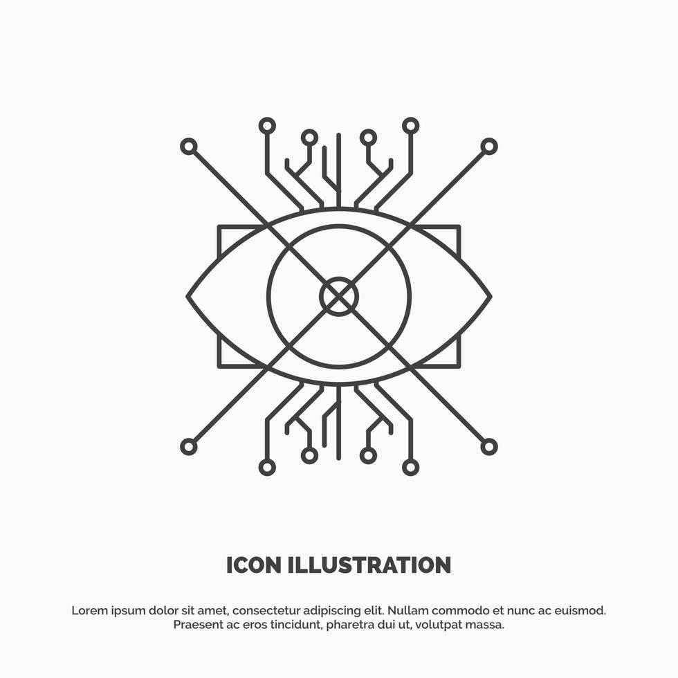 Ar. augmentation. cyber. eye. lens Icon. Line vector gray symbol for UI and UX. website or mobile application