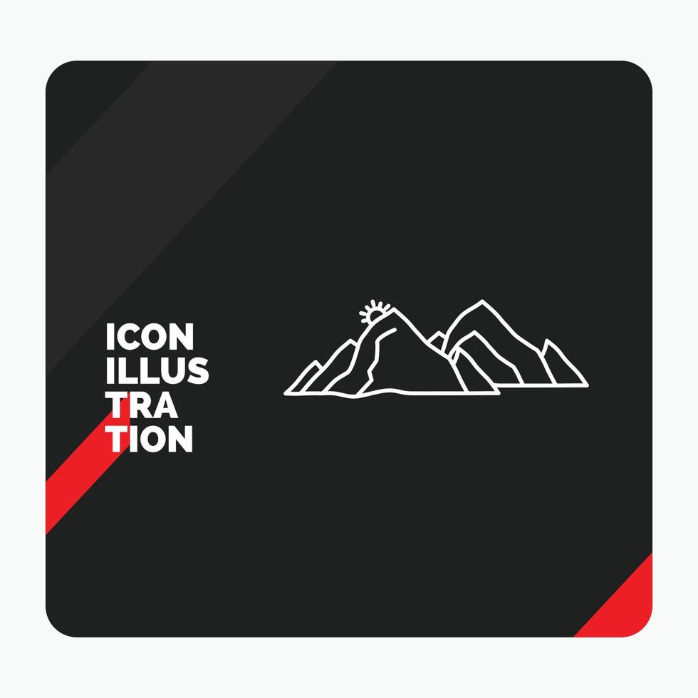 Red and Black Creative presentation Background for mountain. landscape. hill. nature. scene Line Icon vector