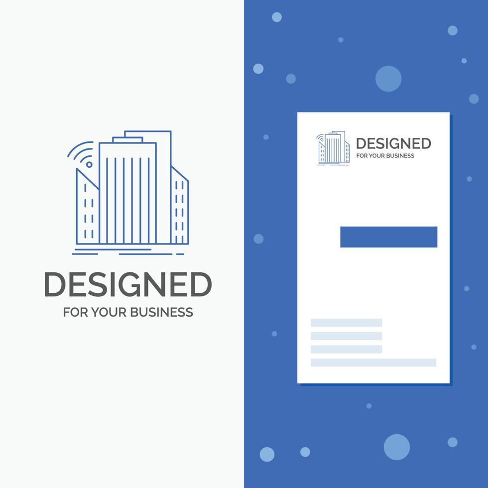 Business Logo for Buildings. city. sensor. smart. urban. Vertical Blue Business .Visiting Card template vector