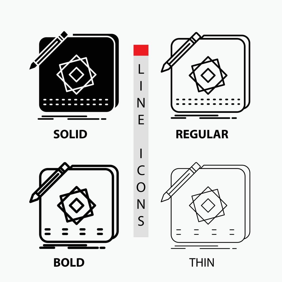 Design. App. Logo. Application. Design Icon in Thin. Regular. Bold Line and Glyph Style. Vector illustration