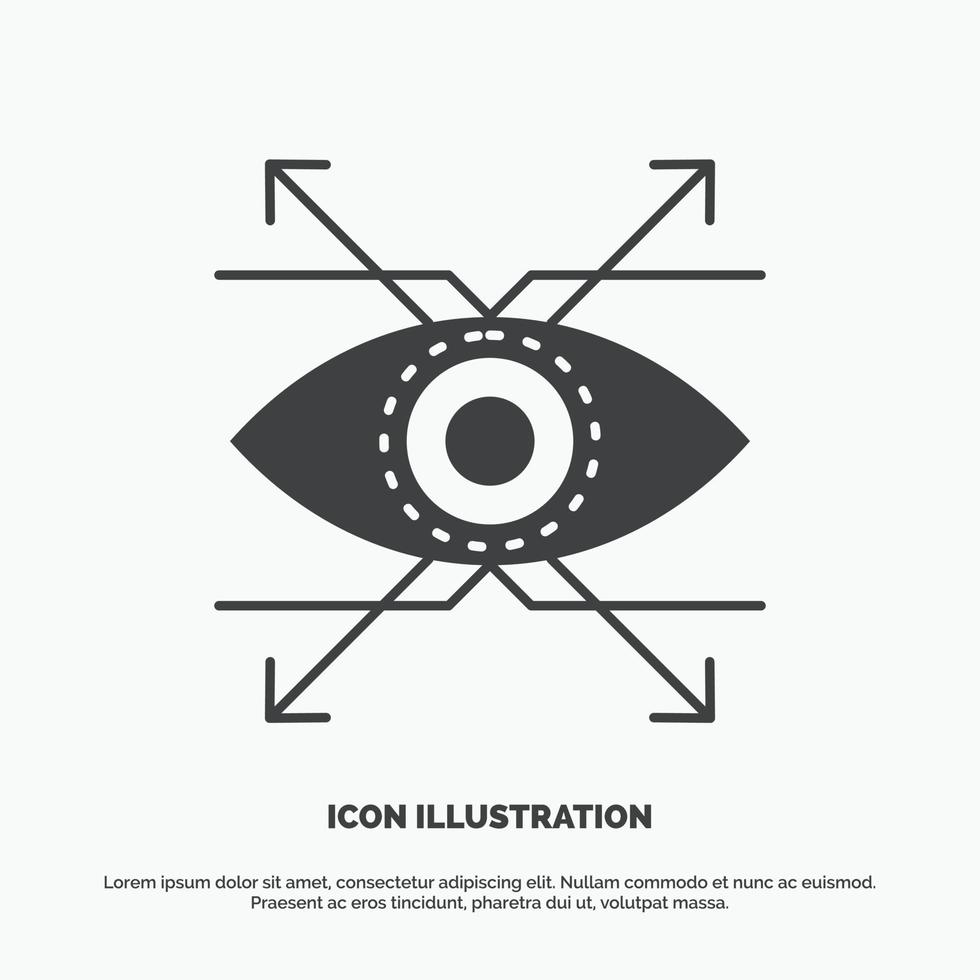 Business. eye. look. vision Icon. glyph vector gray symbol for UI and UX. website or mobile application