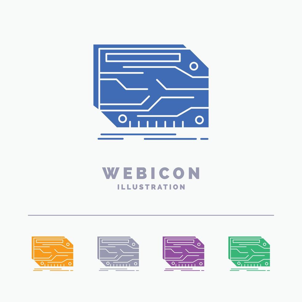 card. component. custom. electronic. memory 5 Color Glyph Web Icon Template isolated on white. Vector illustration