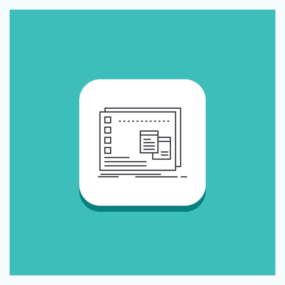 Round Button for Window. Mac. operational. os. program Line icon Turquoise Background vector