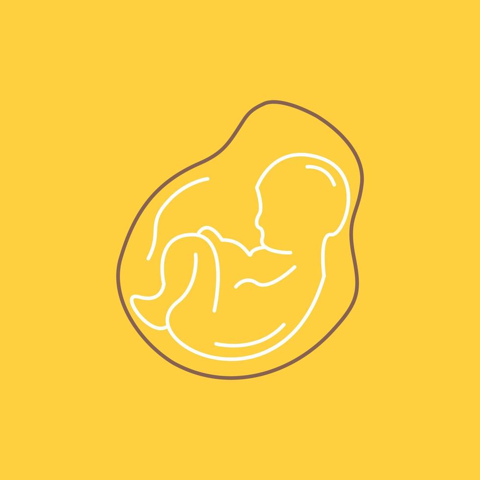 Baby. pregnancy. pregnant. obstetrics. fetus Flat Line Filled Icon. Beautiful Logo button over yellow background for UI and UX. website or mobile application vector