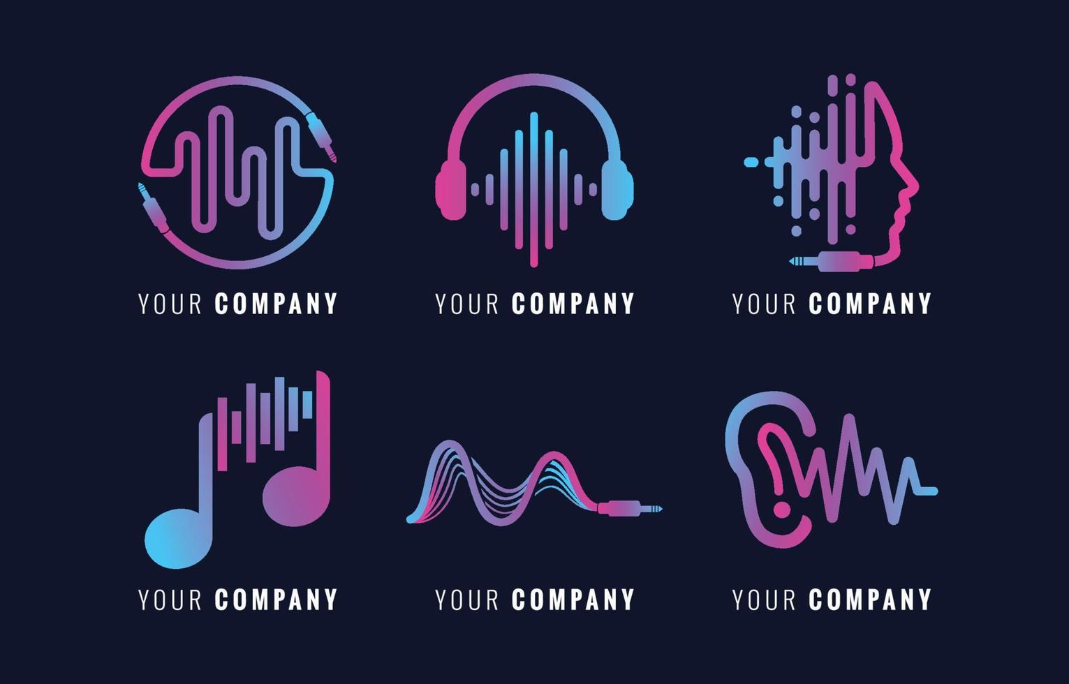 Sound Wave Logo Set vector