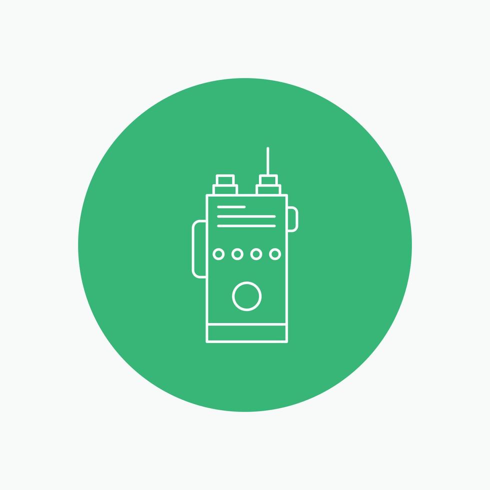 walkie. talkie. communication. radio. camping White Line Icon in Circle background. vector icon illustration