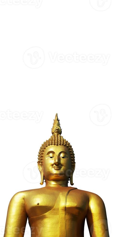 Buddha statue in pubic temple of thailand. Isolated on white background with clipping path. photo