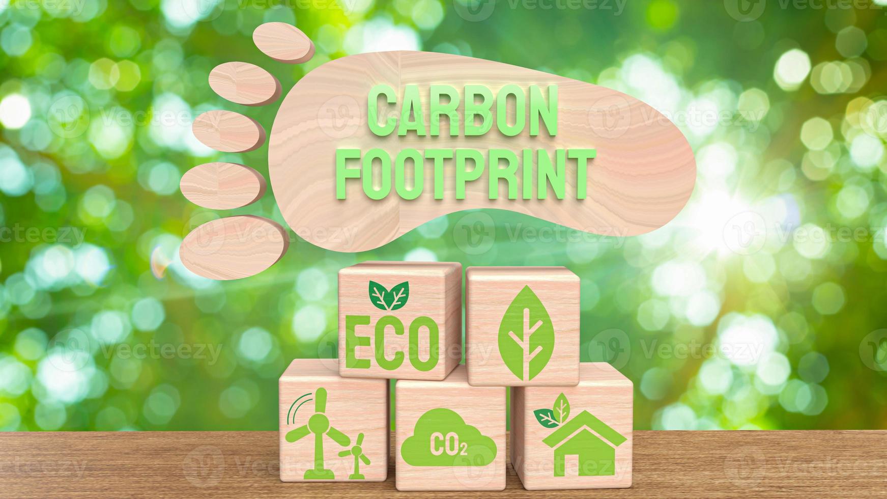 The  carbon footprint for eco concept 3d rendering photo