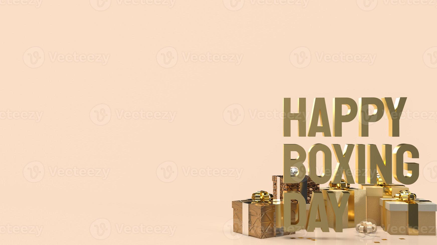The gift box  and gold text Boxing Day for shopping concept 3d rendering photo