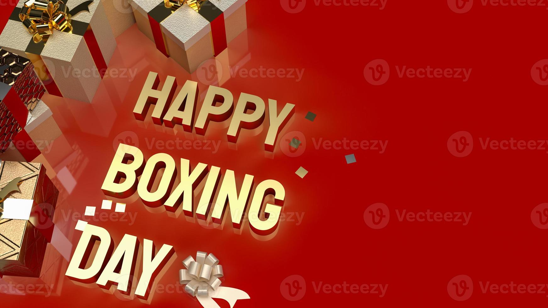 The gift box  and gold text Boxing Day for shopping concept 3d rendering photo