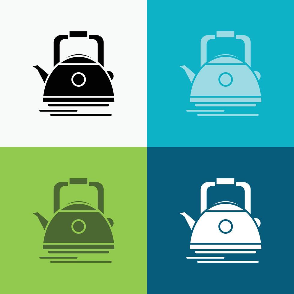 Tea. kettle. teapot. camping. pot Icon Over Various Background. glyph style design. designed for web and app. Eps 10 vector illustration