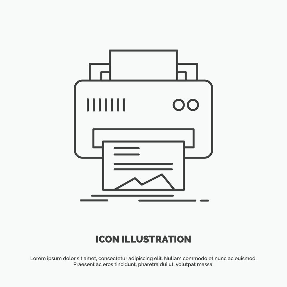 Digital. printer. printing. hardware. paper Icon. Line vector gray symbol for UI and UX. website or mobile application
