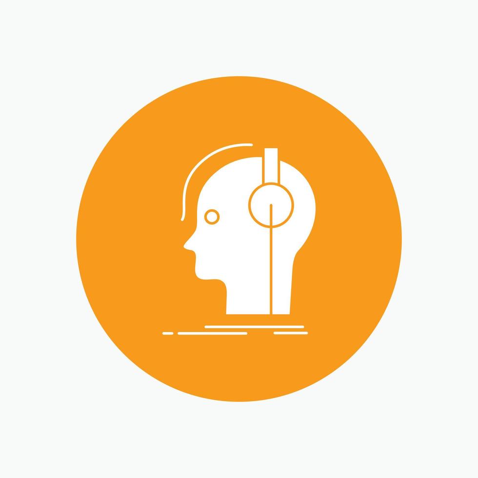 composer. headphones. musician. producer. sound White Glyph Icon in Circle. Vector Button illustration