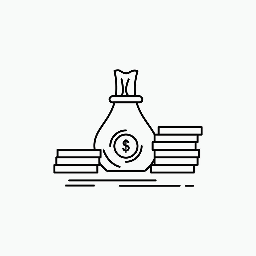 Accumulation. bag. investment. loan. money Line Icon. Vector isolated illustration
