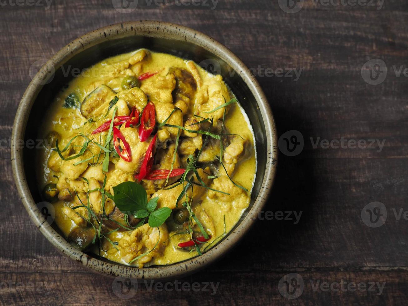 A set of Thai food on a wood table with beautiful light photo