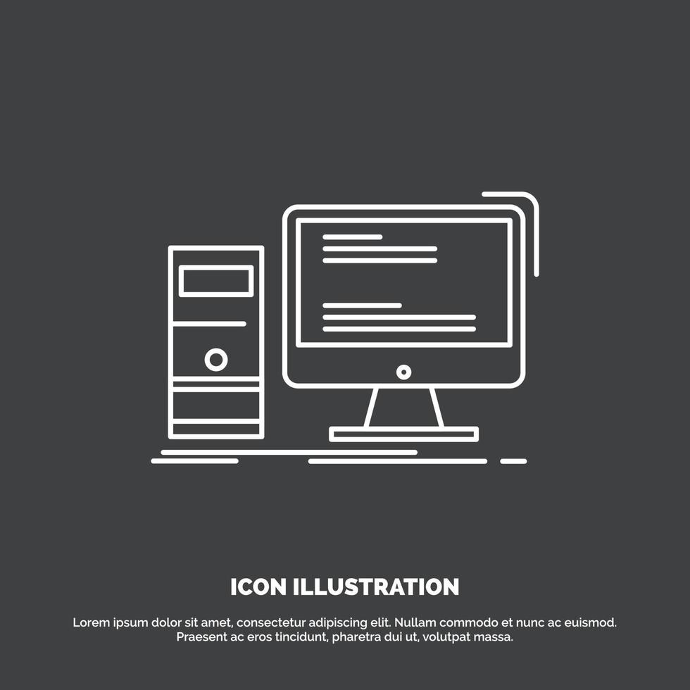 Computer. desktop. gaming. pc. personal Icon. Line vector symbol for UI and UX. website or mobile application