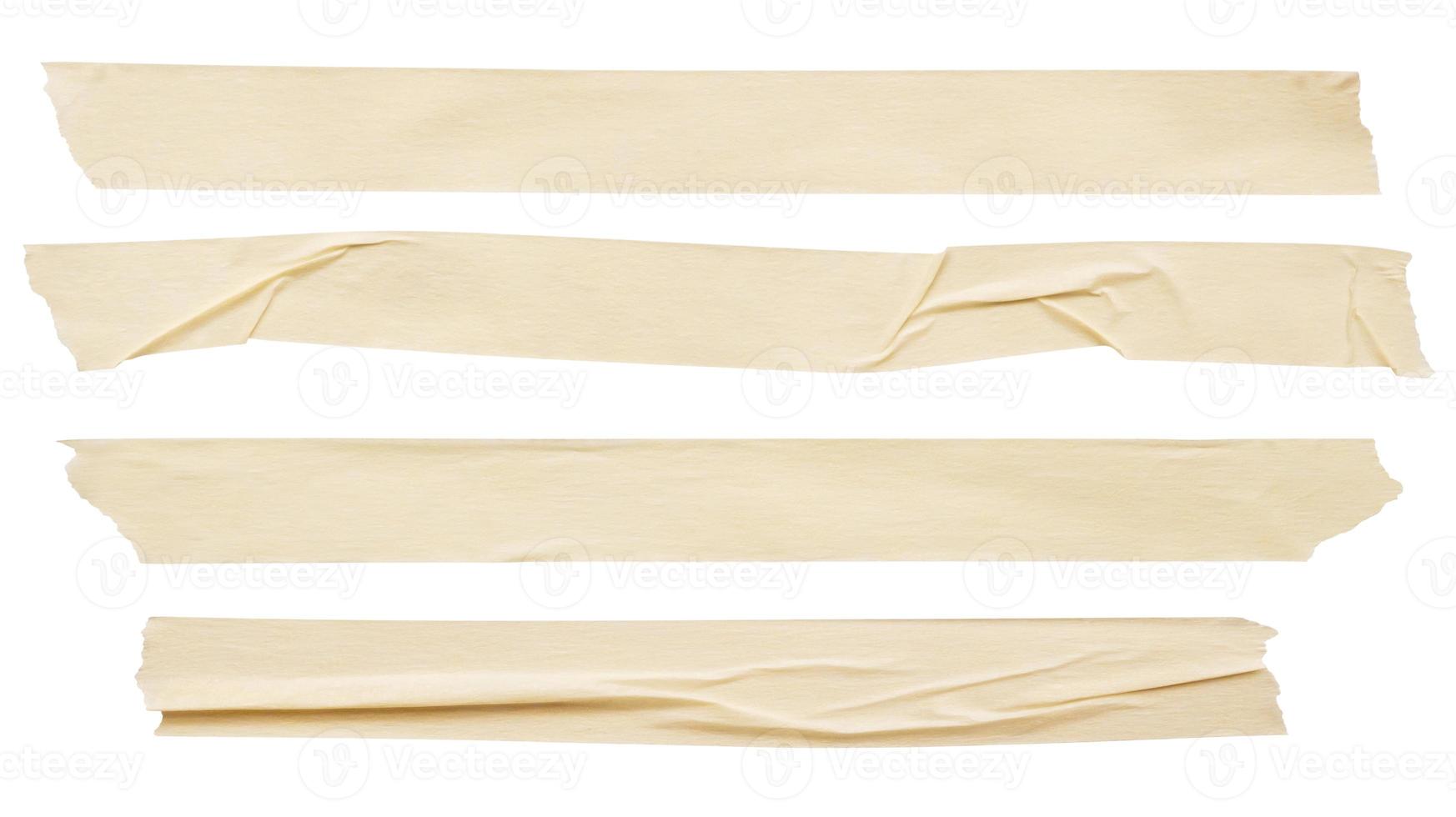 Yellow adhesive paper tape set collection isolated on white background photo
