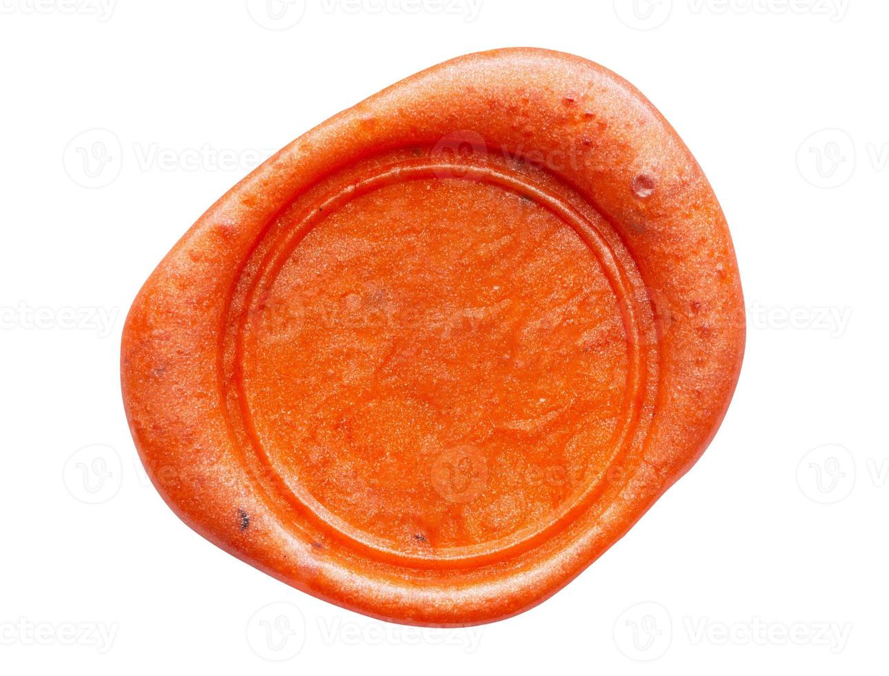 Red wax stamp seal isolated on white background photo