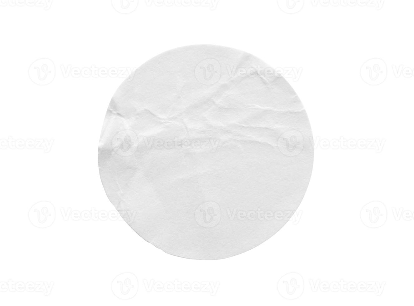 Blank white round paper sticker label isolated on white background with clipping path photo