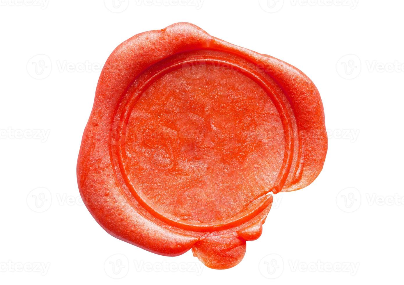 Red wax stamp seal isolated on white background photo