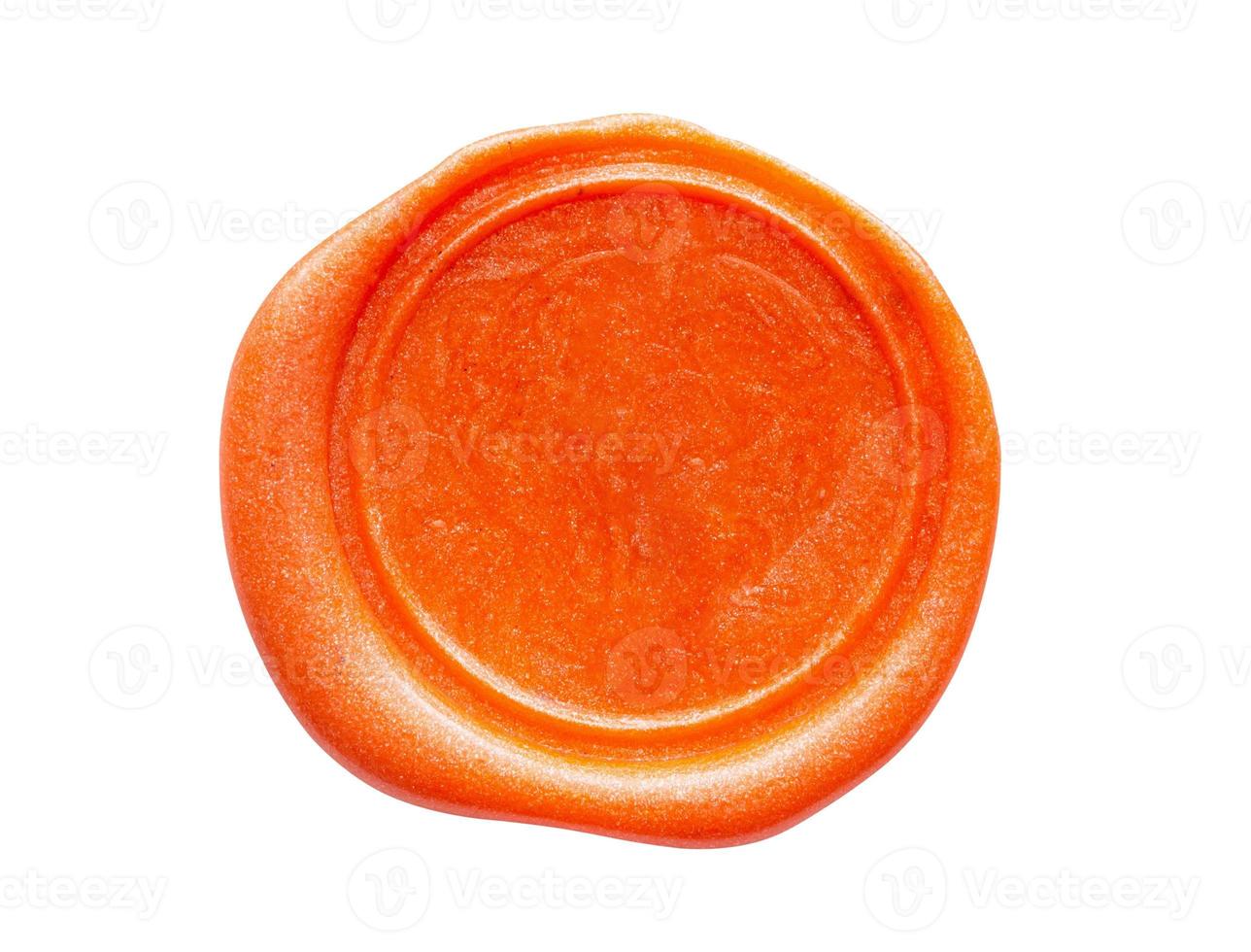 Red wax stamp seal isolated on white background photo