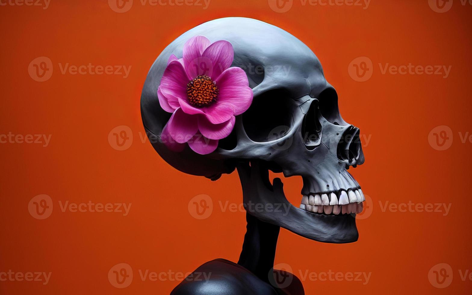 calavera con flores espeluznante creativa para dia de los muertos dia de los muertos halloween foto