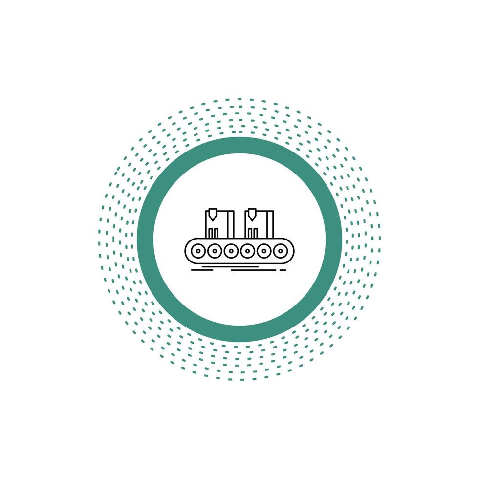 Belt. box. conveyor. factory. line Line Icon. Vector isolated illustration