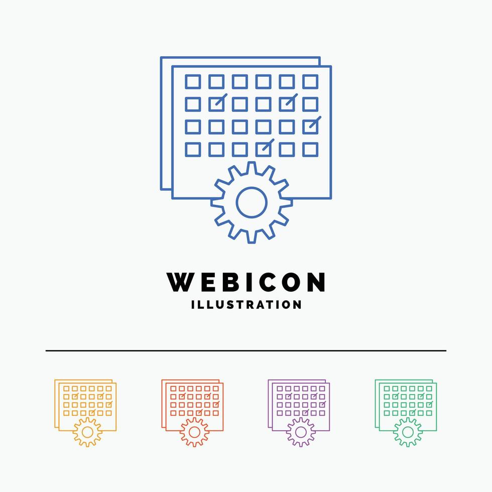 Event. management. processing. schedule. timing 5 Color Line Web Icon Template isolated on white. Vector illustration