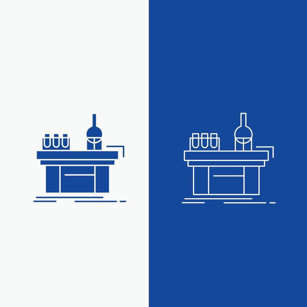 Biology. chemistry. lab. laboratory. production Line and Glyph web Button in Blue color Vertical Banner for UI and UX. website or mobile application vector