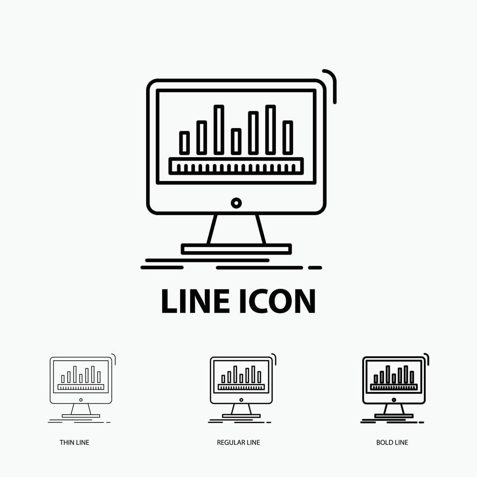 analytics. processing. dashboard. data. stats Icon in Thin. Regular and Bold Line Style. Vector illustration