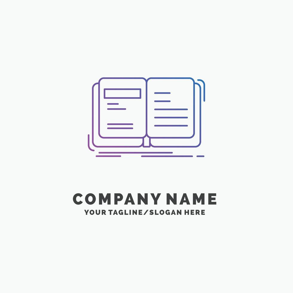 Author. book. open. story. storytelling Purple Business Logo Template. Place for Tagline vector