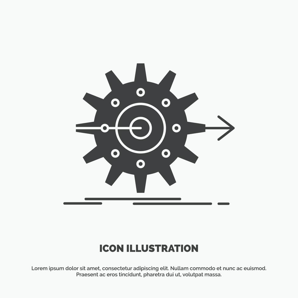 actuación. Progreso. trabajar. ajuste. icono de engranaje símbolo gris vectorial de glifo para ui y ux. sitio web o aplicación móvil vector