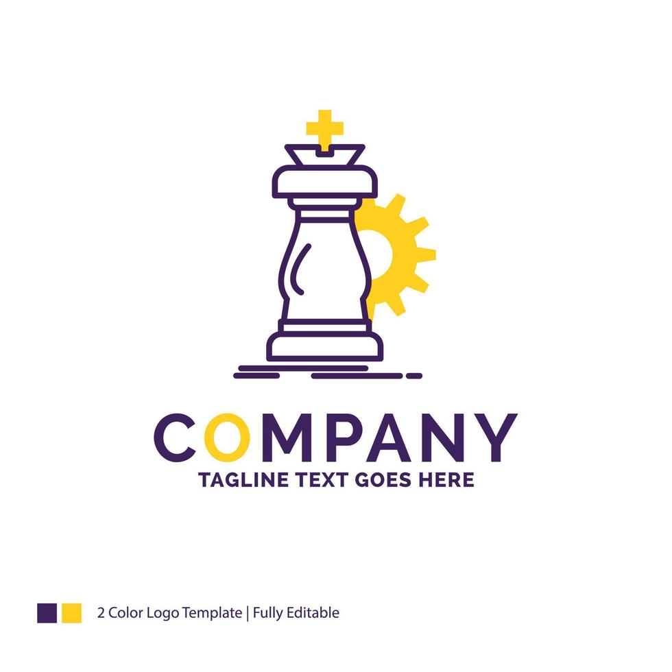 Company Name Logo Design For strategy. chess. horse. knight. success. Purple and yellow Brand Name Design with place for Tagline. Creative Logo template for Small and Large Business. vector