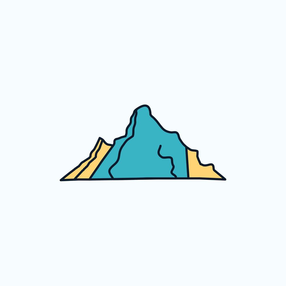 Cerro. paisaje. naturaleza. montaña. icono plano de escena. signo y símbolos verdes y amarillos para el sitio web y la aplicación móvil. ilustración vectorial vector