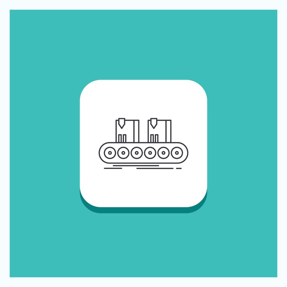 Round Button for Belt. box. conveyor. factory. line Line icon Turquoise Background vector