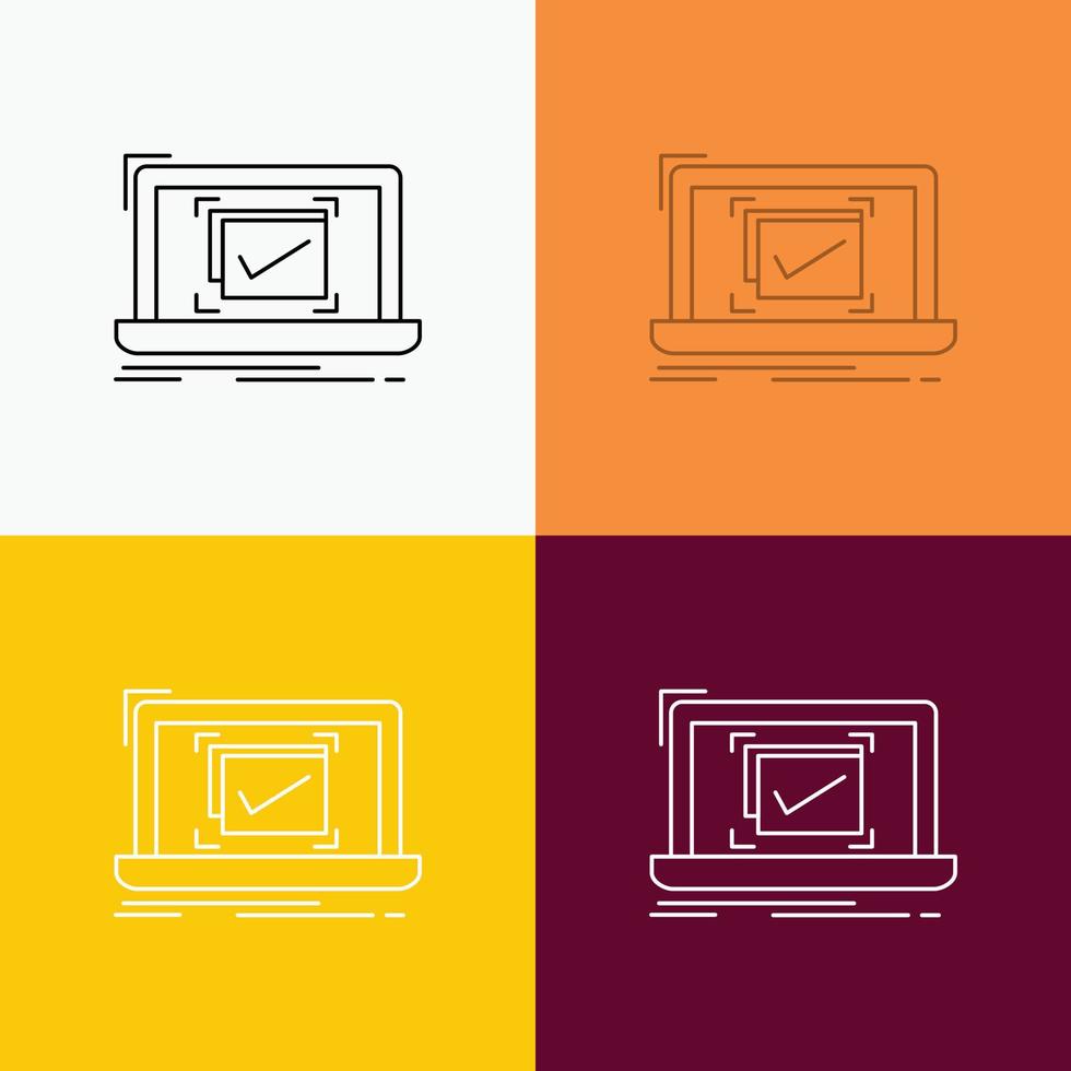 system. monitoring. checklist. Good. OK Icon Over Various Background. Line style design. designed for web and app. Eps 10 vector illustration