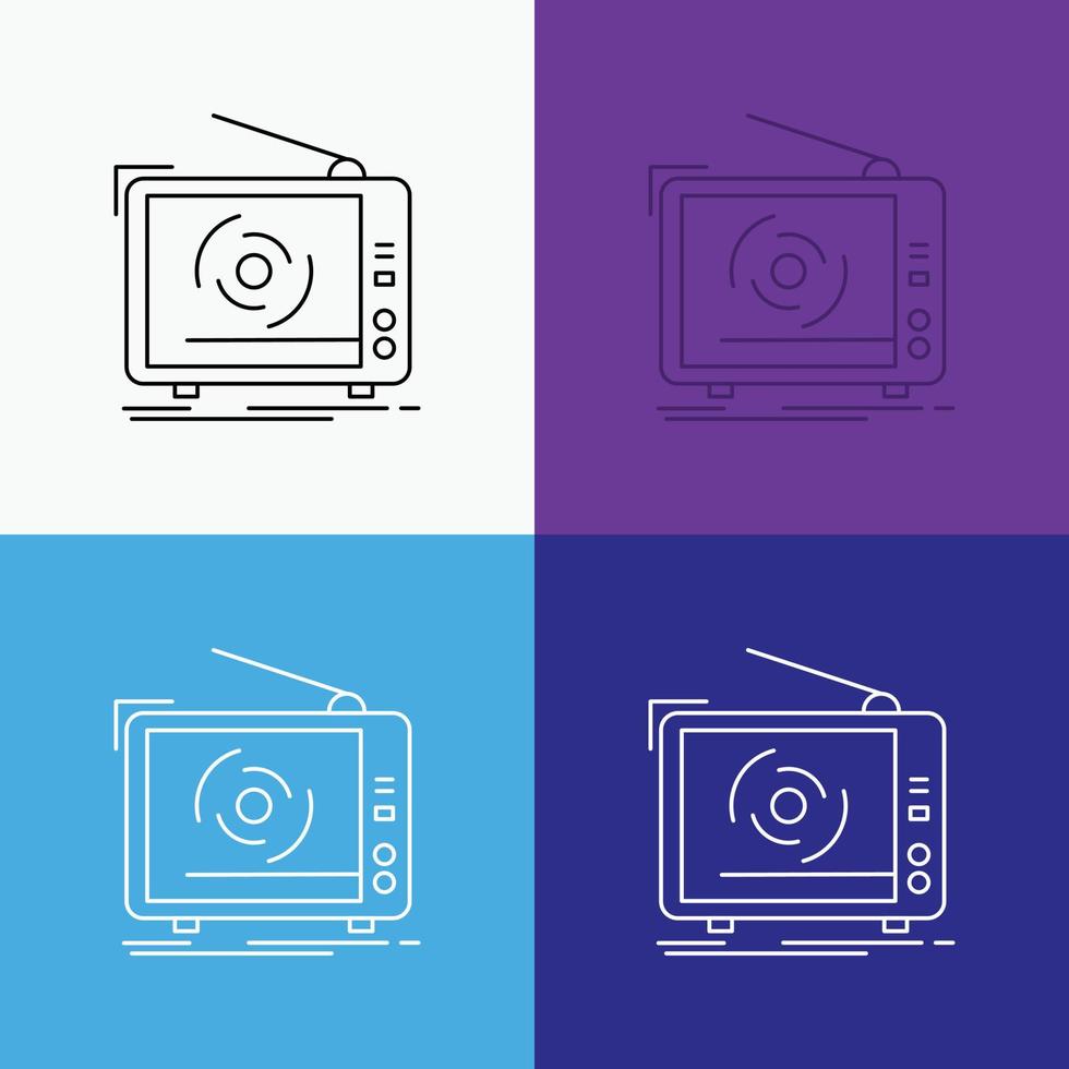 tv. ad. advertising. television. set Icon Over Various Background. Line style design. designed for web and app. Eps 10 vector illustration