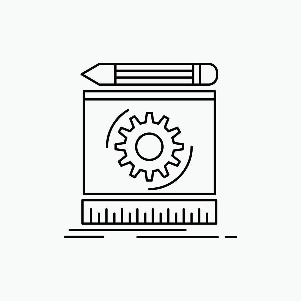 Draft. engineering. process. prototype. prototyping Line Icon. Vector isolated illustration