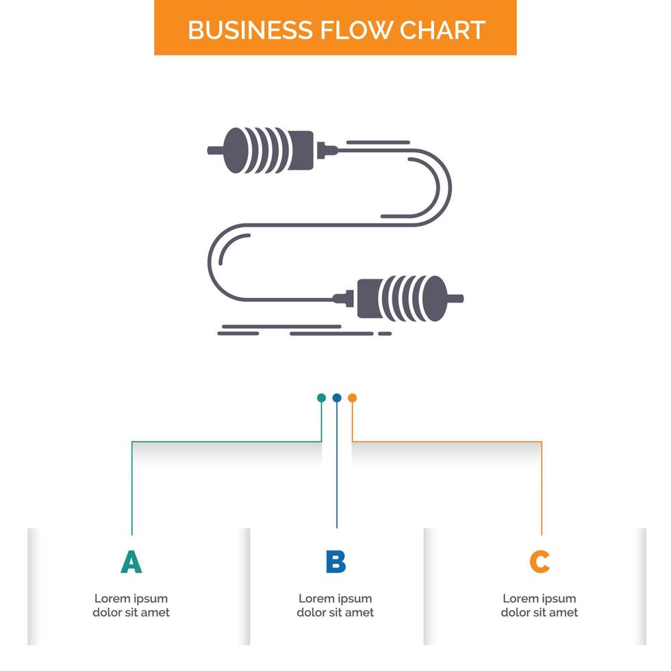 Buzz. communication. interaction. marketing. wire Business Flow Chart Design with 3 Steps. Glyph Icon For Presentation Background Template Place for text. vector