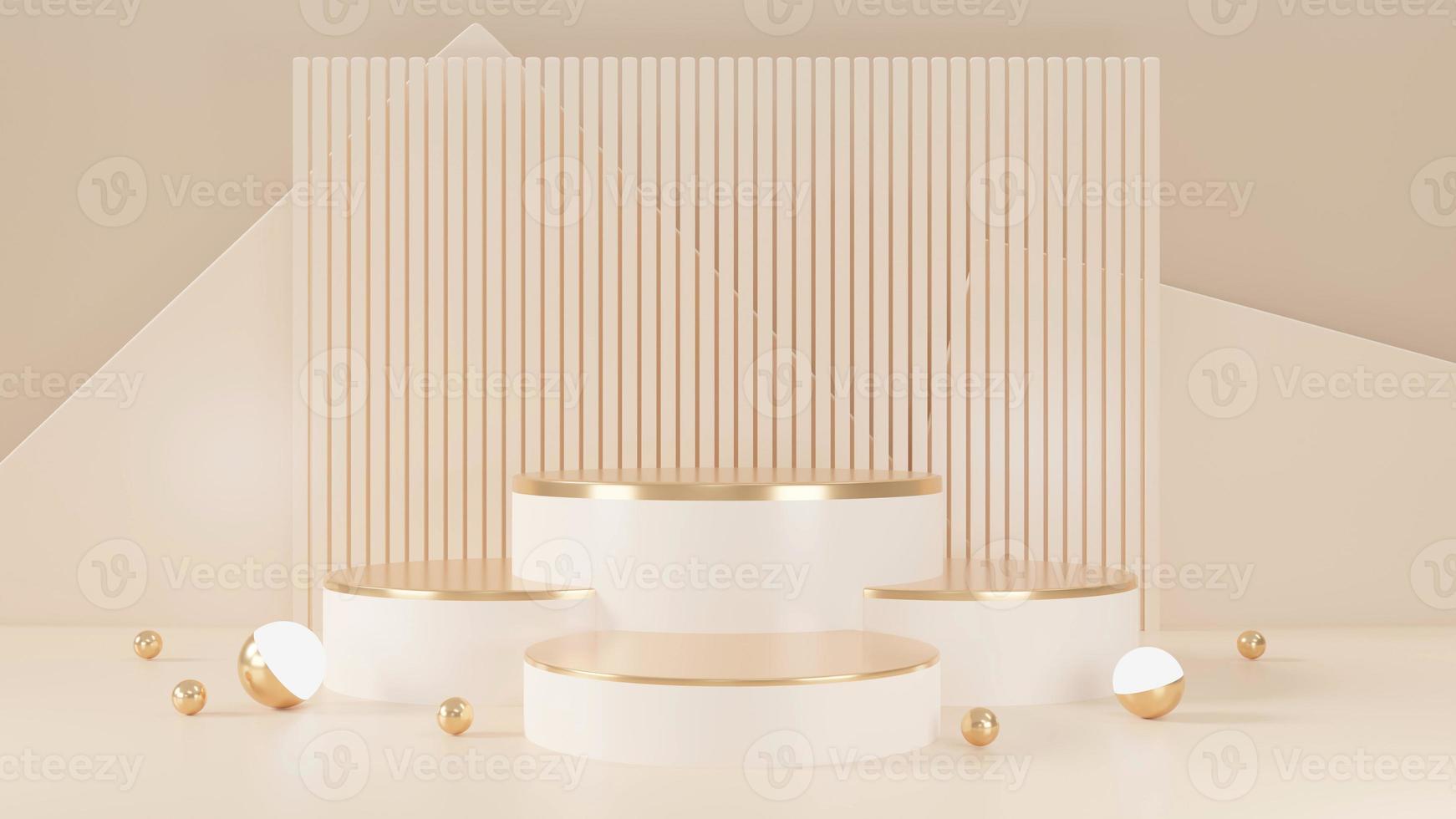 3D rendering of pink and gold pedestal podium,minimal podium blank space for beauty cosmetic product photo